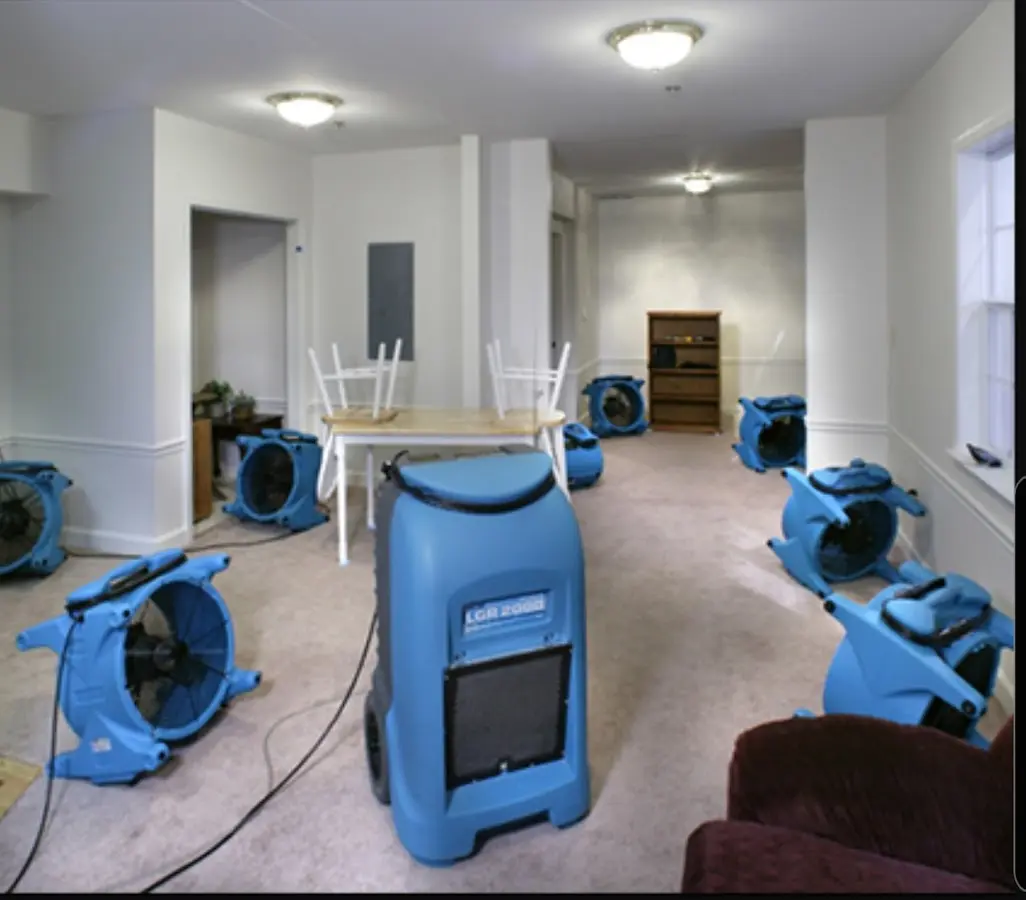 Air movers and dehumidifier setup for Water Extraction & Removal in Gilroy