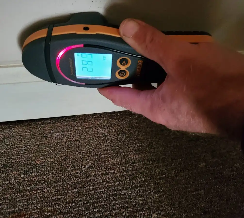 Moisture detection at baseboard during Mold Inspection & Testing in Gilroy
